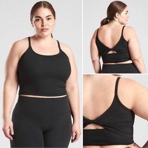 Athleta black ribbed crop tank powervita karma twist back cami women’s 1X